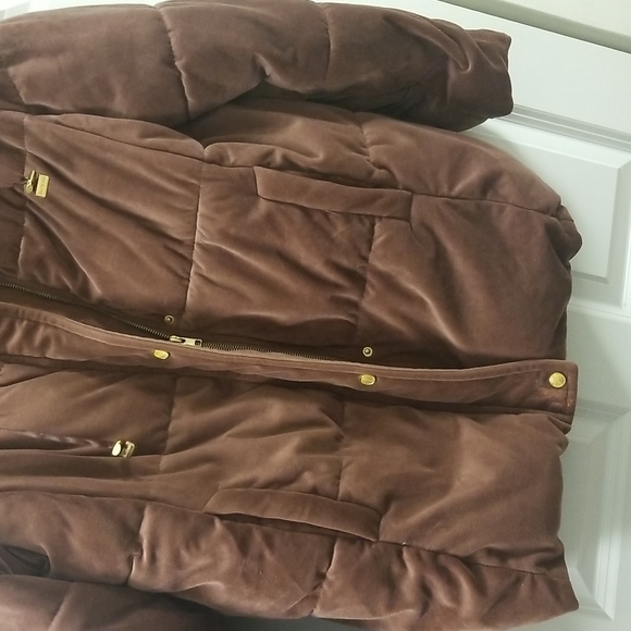 💲Isaac Miizrahi velvet puffer jacket dz. XL Brown - Picture 2 of 16